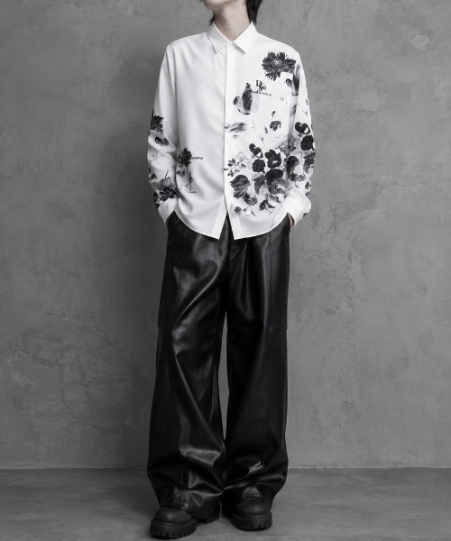 SHIBUYA Zy.(シブヤジー)の「Black Bouquet レギュラーフィットプリントシャツ(シャツ/ブラウス・メンズ・ブラック/ホワイト・M/XL/L)」の5枚目の写真