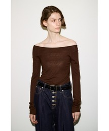 THROW WOOL BLEND HG B/N TOPS ウールブレンドハイゲージボートネックトップス 秋服