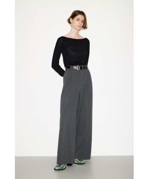 THROW by SLY(スローバイスライ)の「THROW WOOL BLEND HG B/N TOPS ウールブレンドハイゲージボートネックトップス 秋服(ニット/セーター・レディース・ブラウン/ブラック/杢グレー・FREE)」の4枚目の写真