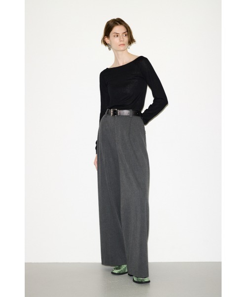 THROW by SLY(スローバイスライ)の「THROW WOOL BLEND HG B/N TOPS ウールブレンドハイゲージボートネックトップス 秋服(ニット/セーター・レディース・ブラウン/ブラック/杢グレー・FREE)」の5枚目の写真