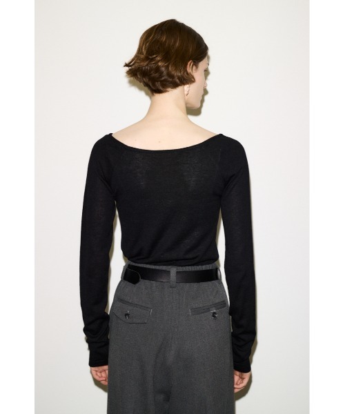 THROW by SLY(スローバイスライ)の「THROW WOOL BLEND HG B/N TOPS ウールブレンドハイゲージボートネックトップス 秋服(ニット/セーター・レディース・ブラウン/ブラック/杢グレー・FREE)」の10枚目の写真