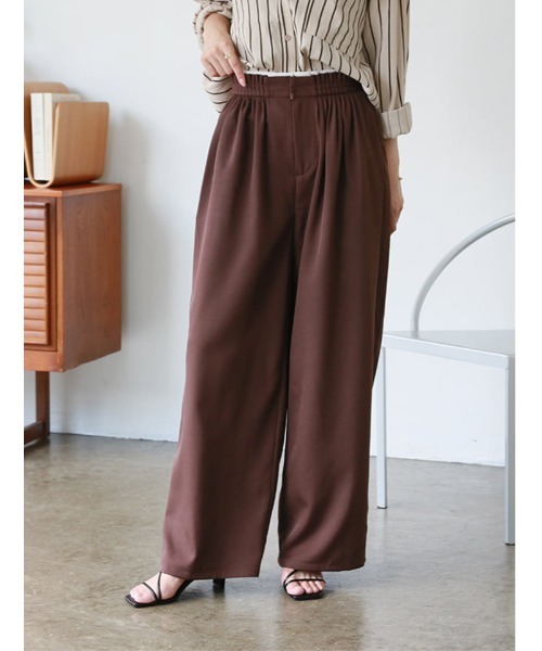 fifth（フィフス）の「ジョーゼットメニータックカラーパンツ（その他パンツ・レディース・ネイビー/ブラウン/イエロー・M）」の2枚目の写真
