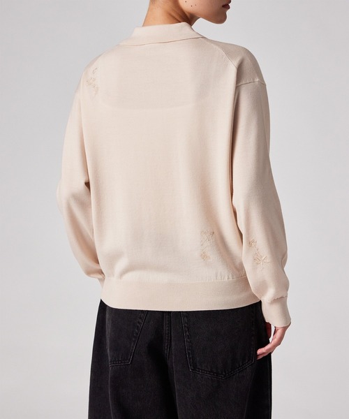 Paul Smith（ポールスミス）の「フラワーエンブロイダリー 長袖ニットポロシャツ / 265254 KN199（ニット/セーター・レディース・オフホワイト/ダークブラウン・MEDIUM）」の10枚目の写真