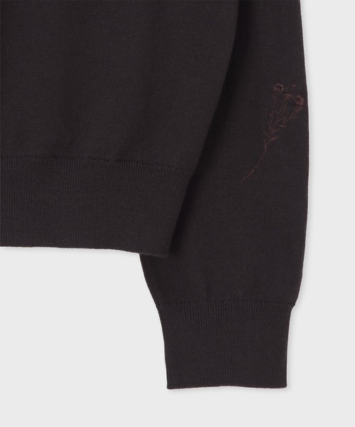 Paul Smith（ポールスミス）の「フラワーエンブロイダリー 長袖ニットポロシャツ / 265254 KN199（ニット/セーター・レディース・オフホワイト/ダークブラウン・MEDIUM）」の3枚目の写真