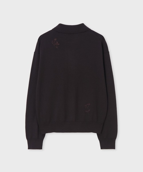 Paul Smith（ポールスミス）の「フラワーエンブロイダリー 長袖ニットポロシャツ / 265254 KN199（ニット/セーター・レディース・オフホワイト/ダークブラウン・MEDIUM）」の16枚目の写真