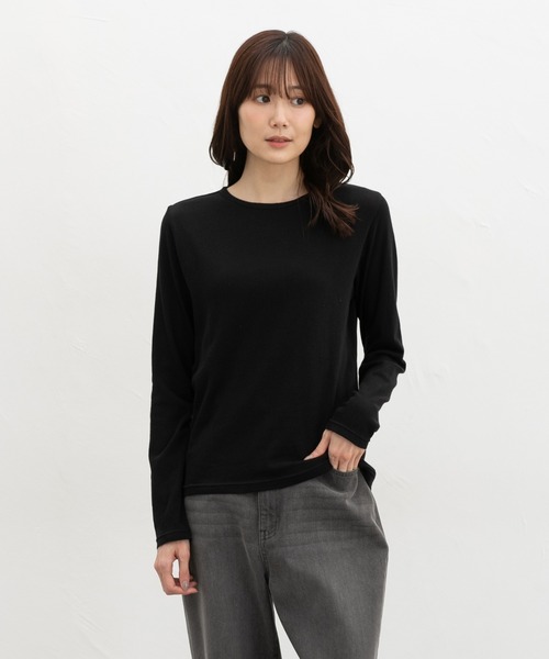 Honeys(ハニーズ)の「やわらか綿Tシャツ(Tシャツ/カットソー・レディース・オレンジ/ブラック/ライトブルー/イエロー/杢グレー/アイボリー/ライトピンク/ブラウン・L/M/S)」の13枚目の写真