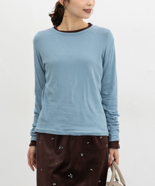 Honeys(ハニーズ)の「やわらか綿Tシャツ(Tシャツ/カットソー・レディース・オレンジ/ブラック/ライトブルー/イエロー/杢グレー/アイボリー/ライトピンク/ブラウン・L/M/S)」の17枚目の写真
