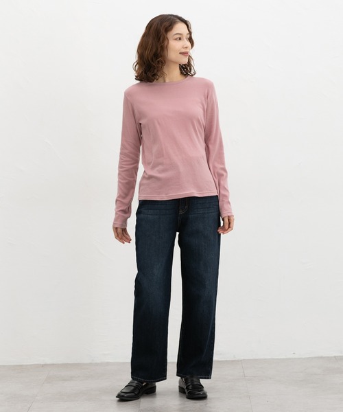 Honeys(ハニーズ)の「やわらか綿Tシャツ(Tシャツ/カットソー・レディース・オレンジ/ブラック/ライトブルー/イエロー/杢グレー/アイボリー/ライトピンク/ブラウン・L/M/S)」の18枚目の写真
