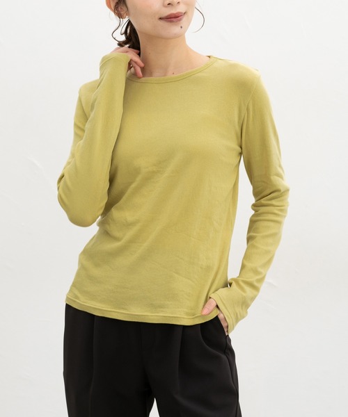 Honeys(ハニーズ)の「やわらか綿Tシャツ(Tシャツ/カットソー・レディース・オレンジ/ブラック/ライトブルー/イエロー/杢グレー/アイボリー/ライトピンク/ブラウン・L/M/S)」の22枚目の写真