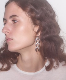【IRIS 47】band earring/バンド イヤリング スクエア チェーン 揺れる