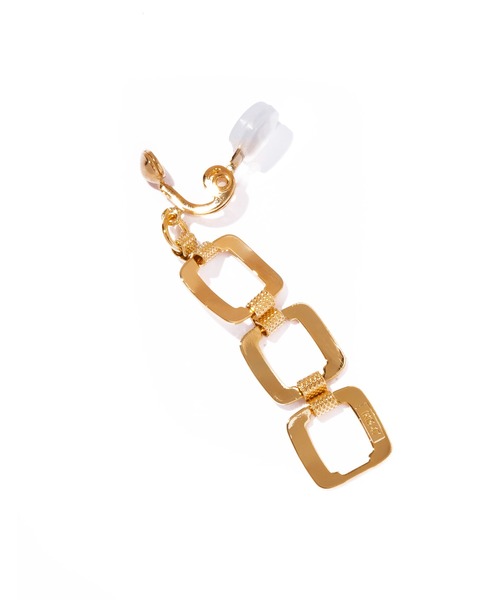 IRIS47(イリスフォーセブン)の「【IRIS 47】band earring/バンド イヤリング スクエア チェーン 揺れる(イヤリング・レディース・ゴールド/シルバー・FREE)」の8枚目の写真