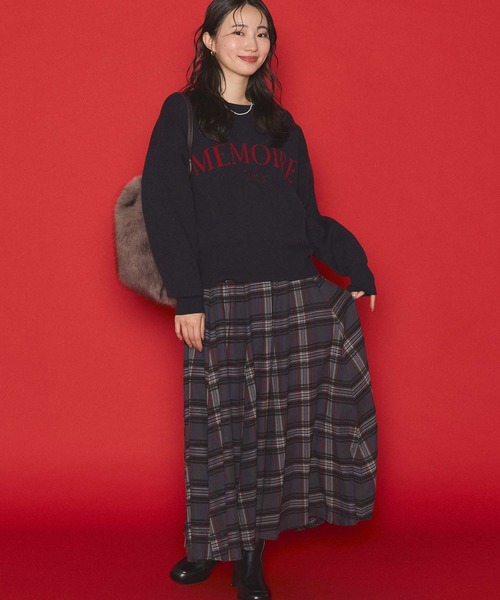Gready Brilliant(グレディブリリアン)の「前後2wayダブルジャガードニット(ニット/セーター・レディース・ネイビー/ベージュ・FREE)」の6枚目の写真