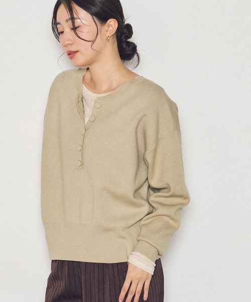 Gready Brilliant(グレディブリリアン)の「前後2wayダブルジャガードニット(ニット/セーター・レディース・ネイビー/ベージュ・FREE)」の19枚目の写真