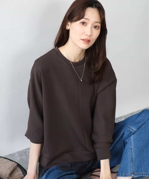 MK MICHEL KLEIN（エムケーミッシェルクラン）の「[洗える]レースヘムダンボールカットソー（Tシャツ/カットソー・レディース・ワイン/ライトグレー/ブラウン・38）」の4枚目の写真