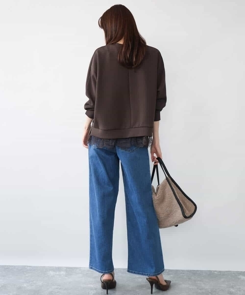 MK MICHEL KLEIN（エムケーミッシェルクラン）の「[洗える]レースヘムダンボールカットソー（Tシャツ/カットソー・レディース・ワイン/ライトグレー/ブラウン・38）」の8枚目の写真