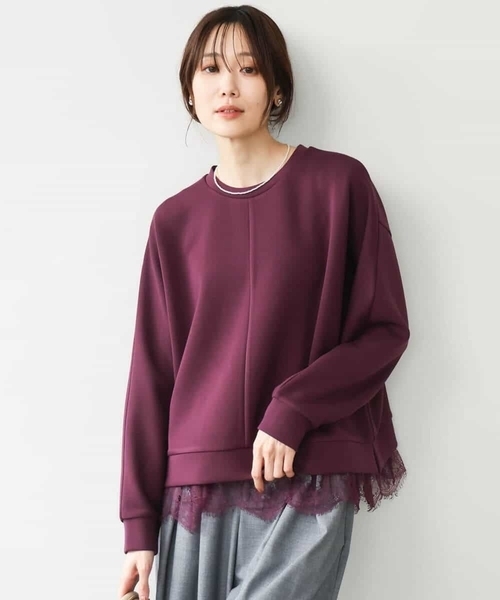 MK MICHEL KLEIN（エムケーミッシェルクラン）の「[洗える]レースヘムダンボールカットソー（Tシャツ/カットソー・レディース・ワイン/ライトグレー/ブラウン・38）」の10枚目の写真