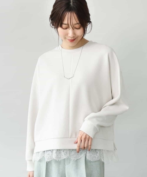 MK MICHEL KLEIN（エムケーミッシェルクラン）の「[洗える]レースヘムダンボールカットソー（Tシャツ/カットソー・レディース・ワイン/ライトグレー/ブラウン・38）」の14枚目の写真