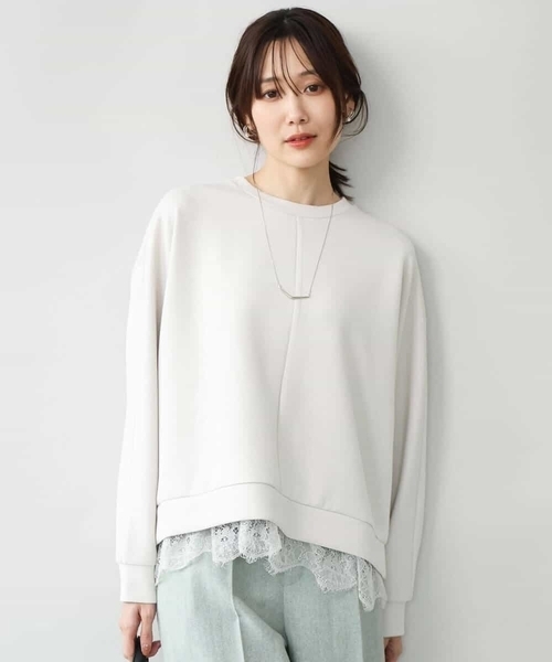 MK MICHEL KLEIN（エムケーミッシェルクラン）の「[洗える]レースヘムダンボールカットソー（Tシャツ/カットソー・レディース・ワイン/ライトグレー/ブラウン・38）」の15枚目の写真