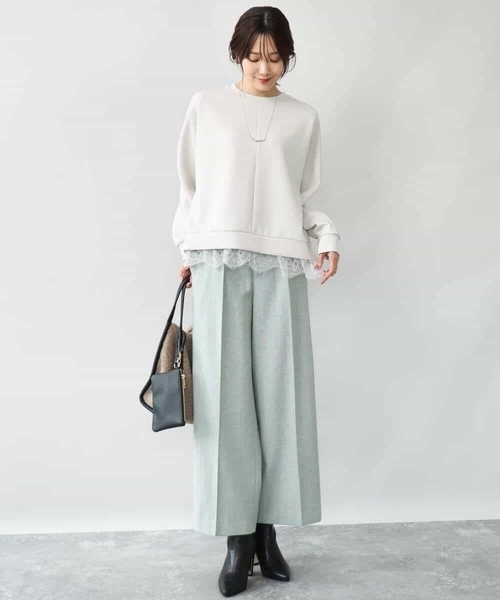 MK MICHEL KLEIN（エムケーミッシェルクラン）の「[洗える]レースヘムダンボールカットソー（Tシャツ/カットソー・レディース・ワイン/ライトグレー/ブラウン・38）」の17枚目の写真