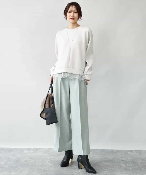 MK MICHEL KLEIN（エムケーミッシェルクラン）の「[洗える]レースヘムダンボールカットソー（Tシャツ/カットソー・レディース・ワイン/ライトグレー/ブラウン・38）」の18枚目の写真
