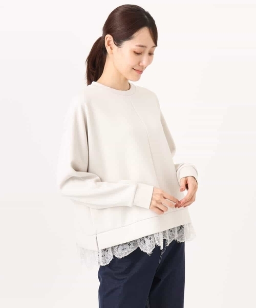 MK MICHEL KLEIN（エムケーミッシェルクラン）の「[洗える]レースヘムダンボールカットソー（Tシャツ/カットソー・レディース・ワイン/ライトグレー/ブラウン・38）」の19枚目の写真