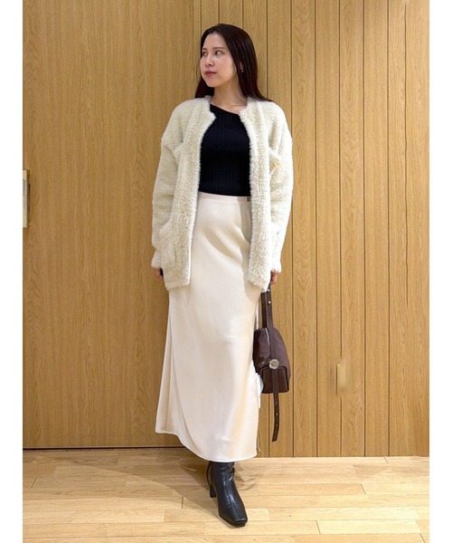 LAGUNAMOON(ラグナムーン)の「スリットサテンナロースカート(スカート・レディース・モカ/アイボリー・MEDIUM/SMALL)」の21枚目の写真