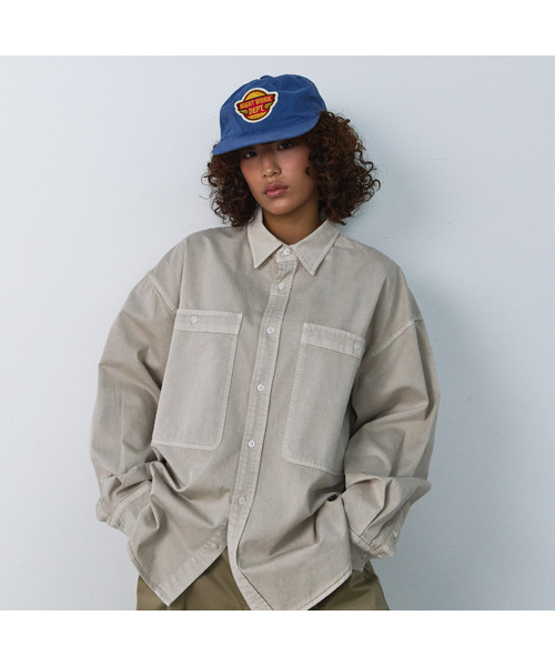 NIGHTWORKDEPT(ナイトワークデプト)の「Garment-Dyed Utility Shirt_3 Colors(シャツ/ブラウス・レディース・スカイブルー/オレンジ/Beige・SMALL)」の2枚目の写真