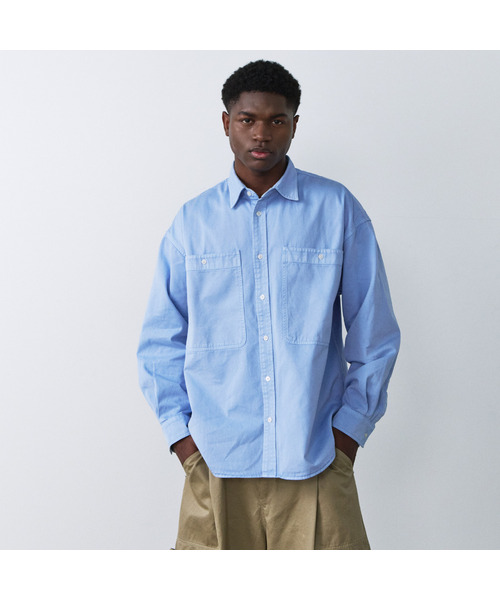 NIGHTWORKDEPT(ナイトワークデプト)の「Garment-Dyed Utility Shirt_3 Colors(シャツ/ブラウス・レディース・スカイブルー/オレンジ/Beige・SMALL)」の3枚目の写真