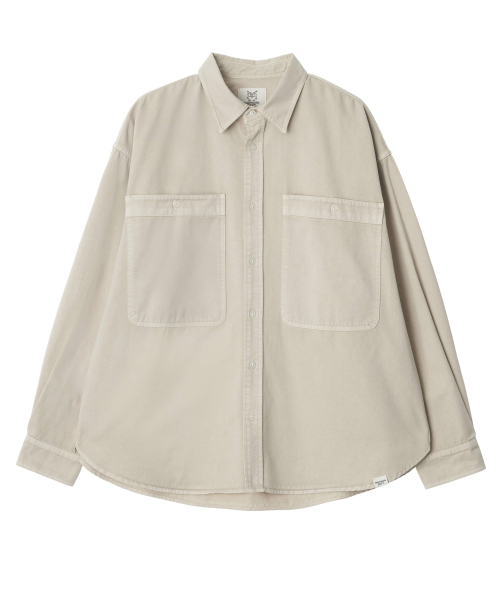NIGHTWORKDEPT(ナイトワークデプト)の「Garment-Dyed Utility Shirt_3 Colors(シャツ/ブラウス・レディース・スカイブルー/オレンジ/Beige・SMALL)」の4枚目の写真