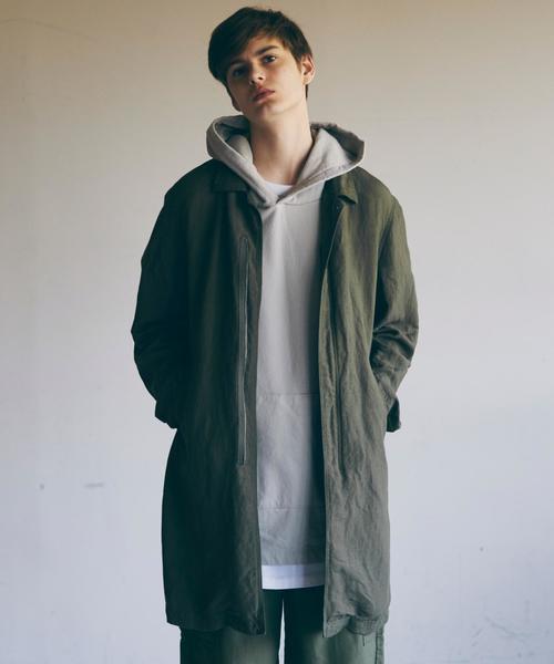 BEAUTY&YOUTH UNITED ARROWS(ビューティーアンドユースユナイテッドアローズ)の「<monkey time> アサ/レーヨン クロス フルジップ コート◆(ステンカラーコート・メンズ・ネイビー/オリーブ・SMALL/X-LARGE/LARGE/MEDIUM)」の2枚目の写真