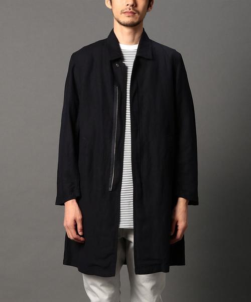 BEAUTY&YOUTH UNITED ARROWS(ビューティーアンドユースユナイテッドアローズ)の「<monkey time> アサ/レーヨン クロス フルジップ コート◆(ステンカラーコート・メンズ・ネイビー/オリーブ・SMALL/X-LARGE/LARGE/MEDIUM)」の7枚目の写真