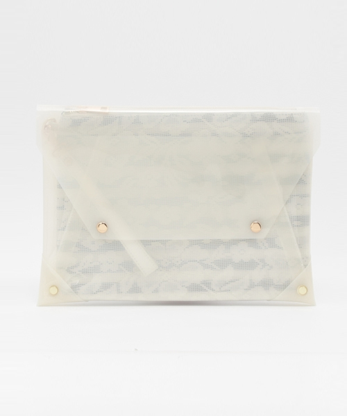 interstaple（インターステイプル）の「ビニール＆ボーダークラッチ（クラッチバッグ・レディース・ブラック/アイボリー・FREE）」の3枚目の写真