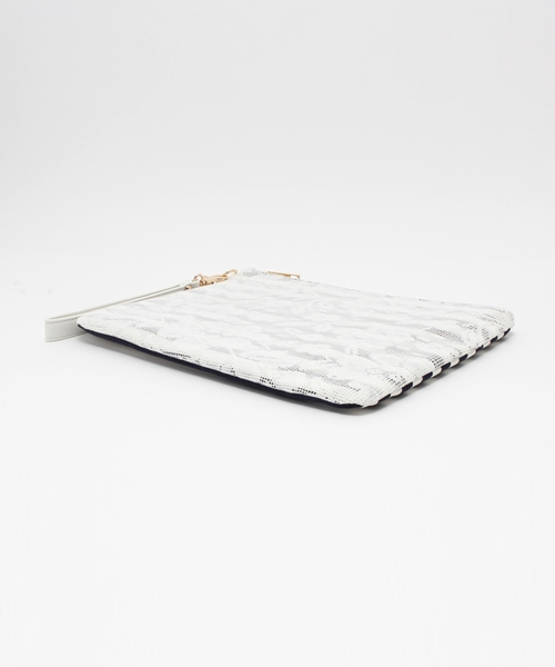 interstaple（インターステイプル）の「ビニール＆ボーダークラッチ（クラッチバッグ・レディース・ブラック/アイボリー・FREE）」の8枚目の写真