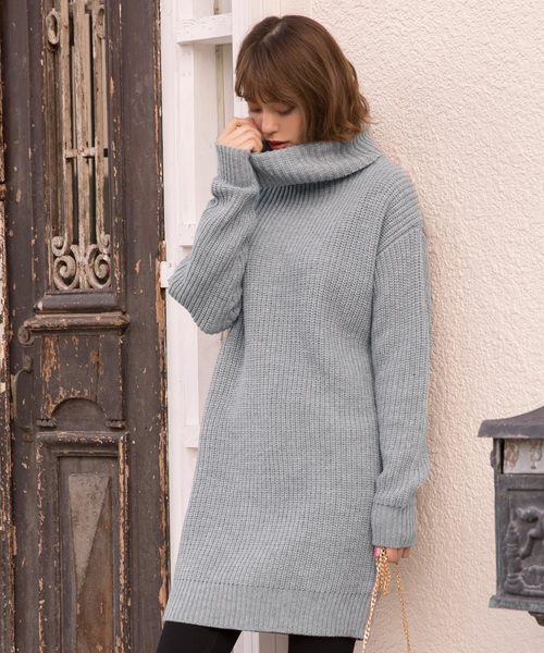 KOBE LETTUCE(コウベレタス)の「ビッグシルエットざっくりリブニットワンピース(ワンピース・レディース・ブラック系その他4/グリーン系その他/ブルー系その他4/ピンク系その他/ブラック系その他3/イエロー系その他/ブラック系その他2/グレー系その他4/アイボリー/ホワイト系その他2/レッド系その他/グレー系その他/ブルー系その他3/ブラック系その他/グレー/ホワイト系その他/ブラック×ホワイト/キャメル/ボルドー/ネイビー/ホワイト×ブラック/ブラック/カーキ/ライトブルー/ピンクベージュ/グレー系その他2/ブラウン/モスグリーン/ブラウン系その他/チャコールグレー/ホワイト系その他3/グリーン系その他2/パープル系その他2/ブルー系その他6/パープル系その他/ベージュ/ブルー系その他5/ベージュ系その他/ベージュ系その他2/ベージュ系その他3/イエロー系その他2/イエロー系その他3/イエロー系その他4/マスタード/パープル/パープル系その他3/ブルー/ブルー系その他7・MEDIUM/M/L/LARGE)」の15枚目の写真