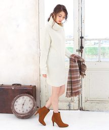 ビッグシルエットざっくりリブニットワンピース