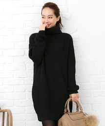 ビッグシルエットざっくりリブニットワンピース