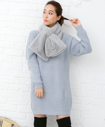 ビッグシルエットざっくりリブニットワンピース