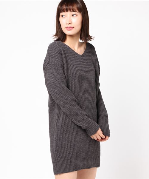 KOBE LETTUCE(コウベレタス)の「ビッグシルエットざっくりリブニットワンピース(ワンピース・レディース・ブラック系その他4/グリーン系その他/ブルー系その他4/ピンク系その他/ブラック系その他3/イエロー系その他/ブラック系その他2/グレー系その他4/アイボリー/ホワイト系その他2/レッド系その他/グレー系その他/ブルー系その他3/ブラック系その他/グレー/ホワイト系その他/ブラック×ホワイト/キャメル/ボルドー/ネイビー/ホワイト×ブラック/ブラック/カーキ/ライトブルー/ピンクベージュ/グレー系その他2/ブラウン/モスグリーン/ブラウン系その他/チャコールグレー/ホワイト系その他3/グリーン系その他2/パープル系その他2/ブルー系その他6/パープル系その他/ベージュ/ブルー系その他5/ベージュ系その他/ベージュ系その他2/ベージュ系その他3/イエロー系その他2/イエロー系その他3/イエロー系その他4/マスタード/パープル/パープル系その他3/ブルー/ブルー系その他7・MEDIUM/M/L/LARGE)」の13枚目の写真