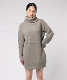 ビッグシルエットざっくりリブニットワンピース