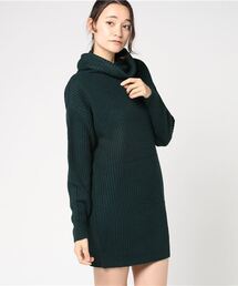 ビッグシルエットざっくりリブニットワンピース