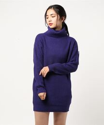 ビッグシルエットざっくりリブニットワンピース