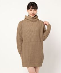 ビッグシルエットざっくりリブニットワンピース
