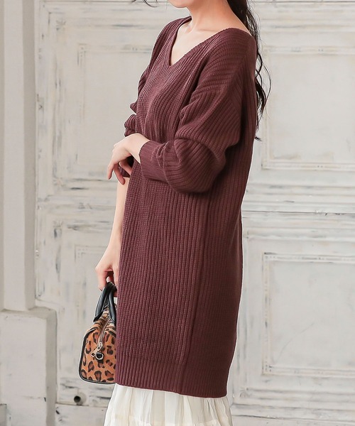 KOBE LETTUCE(コウベレタス)の「ビッグシルエットざっくりリブニットワンピース(ワンピース・レディース・ブラック系その他4/グリーン系その他/ブルー系その他4/ピンク系その他/ブラック系その他3/イエロー系その他/ブラック系その他2/グレー系その他4/アイボリー/ホワイト系その他2/レッド系その他/グレー系その他/ブルー系その他3/ブラック系その他/グレー/ホワイト系その他/ブラック×ホワイト/キャメル/ボルドー/ネイビー/ホワイト×ブラック/ブラック/カーキ/ライトブルー/ピンクベージュ/グレー系その他2/ブラウン/モスグリーン/ブラウン系その他/チャコールグレー/ホワイト系その他3/グリーン系その他2/パープル系その他2/ブルー系その他6/パープル系その他/ベージュ/ブルー系その他5/ベージュ系その他/ベージュ系その他2/ベージュ系その他3/イエロー系その他2/イエロー系その他3/イエロー系その他4/マスタード/パープル/パープル系その他3/ブルー/ブルー系その他7・MEDIUM/M/L/LARGE)」の18枚目の写真