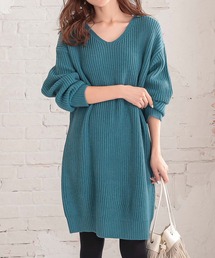 ビッグシルエットざっくりリブニットワンピース