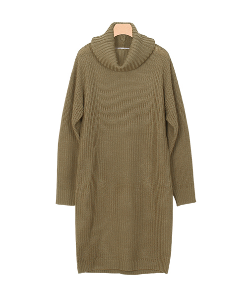 Pierrot（ピエロ）の「タートルネック 畦ニットワンピース（ワンピース・レディース・杢グレー/チャコール/ブラック/ブラウン/アイボリー/モカ・M/L）」の6枚目の写真