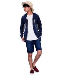 ８(eight) | カットデニム ジップパーカー ショートパン セットアップ (パーカー)