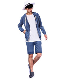 ８(eight) | カットデニム ジップパーカー ショートパン セットアップ (パーカー)