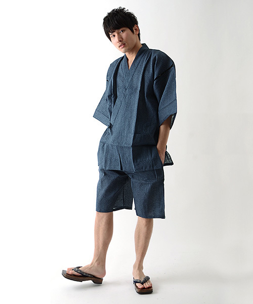 セール 男性甚平単品 藍色縞 浴衣 Kimonomachi キモノマチ のファッション通販 Zozotown