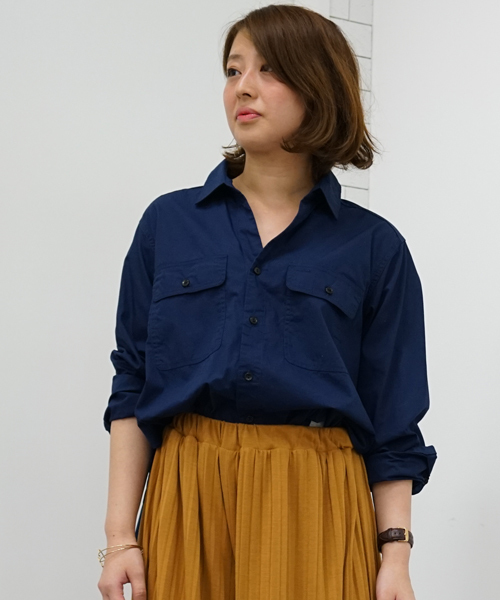 earth music&ecology（アースミュージックアンドエコロジー）の「抜け衿カジュアルシャツ（シャツ/ブラウス・レディース・ピンクベージュ/ネイビー/オフホワイト/カーキ・FREE）」の15枚目の写真