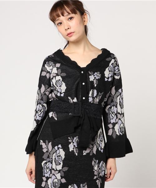 axes femme（アクシーズファム）の「カーデ×スカートニット